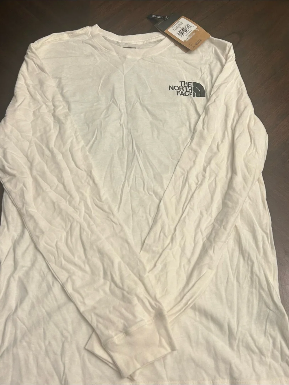 THE NORTH FACE Men's Sleeve Long Sleeve Tee, Gardenia White Black, Medium New